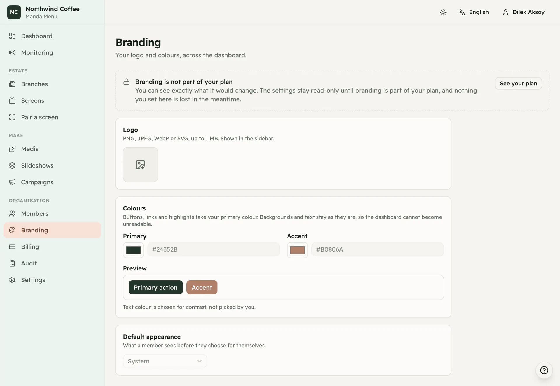 Screenshot: What branding changes